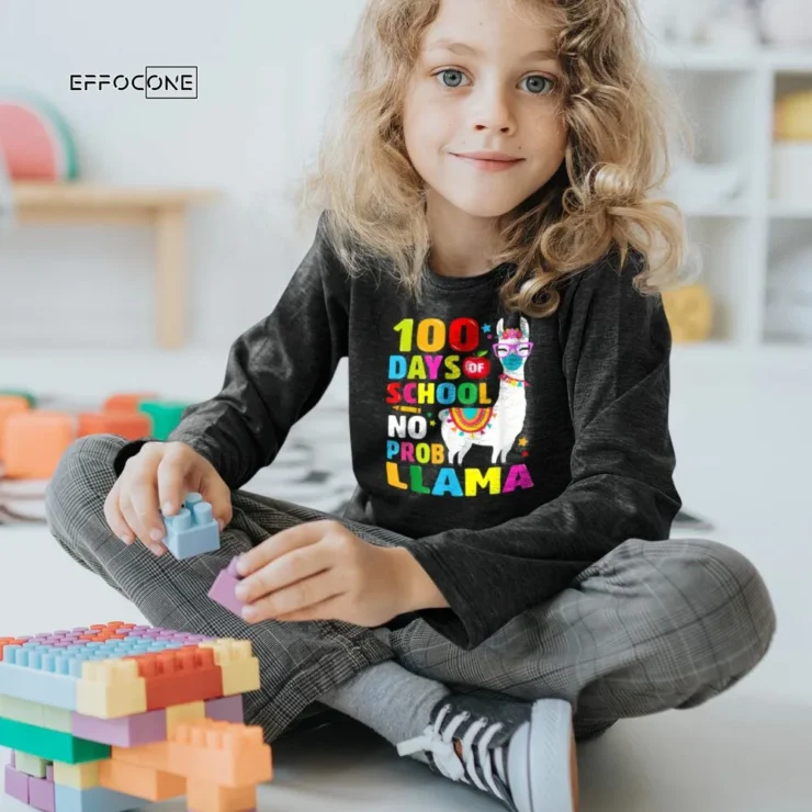 100 Days of School Shirt, No Probllama Lama Face-Mask gift