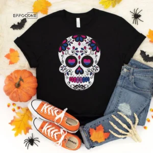 BiSexual Halloween Sugar Skull Shirt, Trick or Treat t-shirt, Funny Halloween Shirt, Gay Halloween Shirt