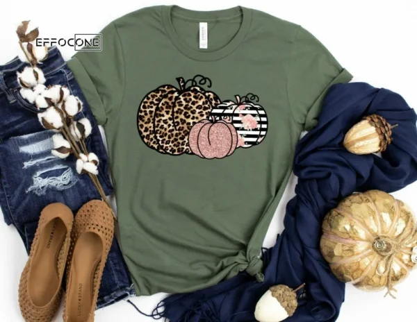 Fall Pumpkin Shirt, Fall Pumpkin T-Shirt, Thanksgiving Shirt, Fall Tshirt, Pumpkin Shirt, Leopard Pumpkin Shirt