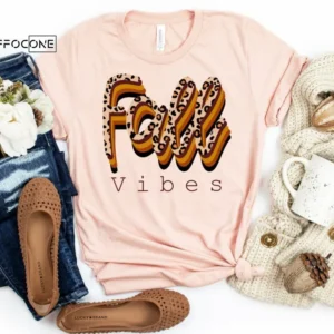 Fall Vibes Shirt, Fall Leopard Shirt, Thanksgiving Shirt, Fall Tshirt, Pumpkin Shirt, Shirts for Fall, Fall T-shirt, Fall Gift