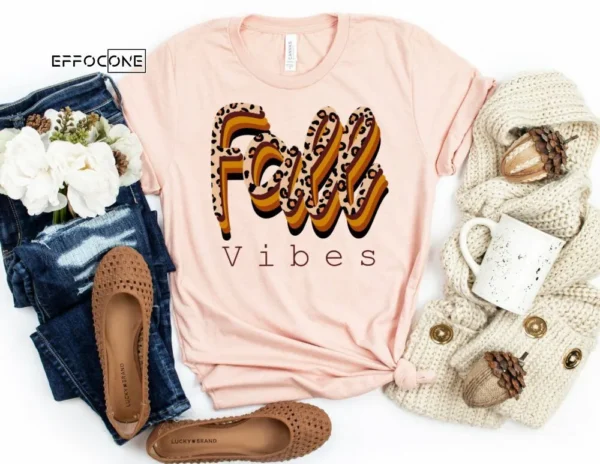 Fall Vibes Shirt, Fall Leopard Shirt, Thanksgiving Shirt, Fall Tshirt, Pumpkin Shirt, Shirts for Fall, Fall T-shirt, Fall Gift