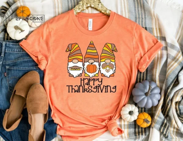 Happy Thanksgiving Gnome Shirt, Fall Pumpkin T-Shirt, Thanksgiving Shirt, Fall Tshirt, Pumpkin Shirt, Thanksgiving Tee