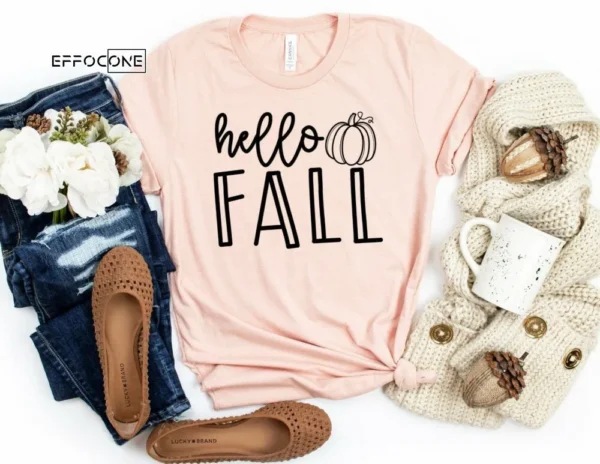 Hello Fall, Fall Shirt, Pumpkin Tee, Autumn Shirt, Fall Tshirt, I Love Fall Shirt, Autumn Essentials Shirt, Fall Time