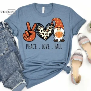 Peace Love Fall Gnome Shirt, Fall Gnome T-Shirt, Thanksgiving Shirt, Fall Tshirt, Pumpkin Shirt, Gnomes Shirt