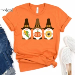 Pilgrim Gnomes Shirt, Fall Pumpkin T-Shirt, Thanksgiving Shirt, Fall Tshirt, Pumpkin Shirt, Gnomes Shirt