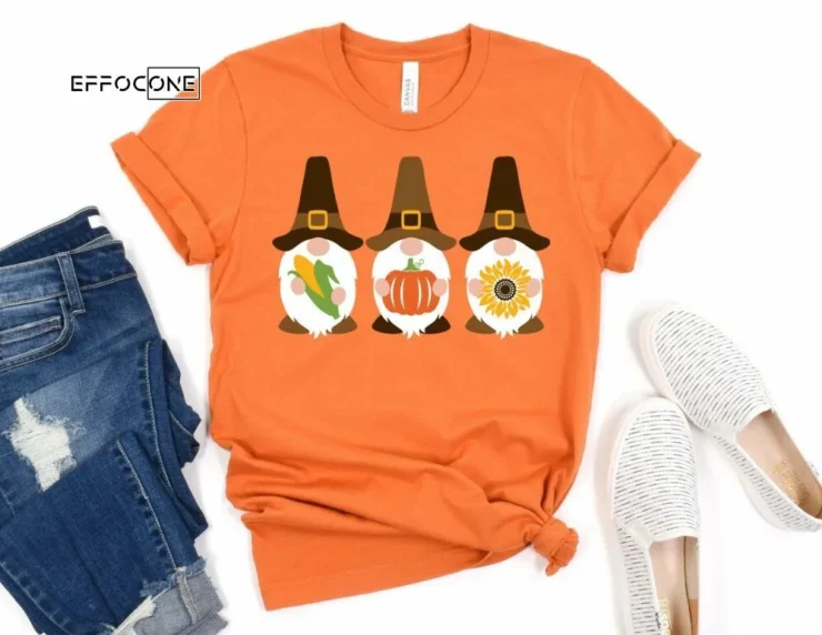 Pilgrim Gnomes Shirt, Fall Pumpkin T-Shirt, Thanksgiving Shirt, Fall Tshirt, Pumpkin Shirt, Gnomes Shirt