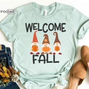 Welcome Fall Gnome Shirt, Fall Leopard Shirt, Thanksgiving Shirt, Fall Tshirt, Pumpkin Shirt, Shirts for Fall, Fall T-shirt