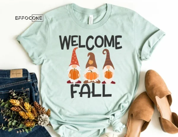 Welcome Fall Gnome Shirt, Fall Leopard Shirt, Thanksgiving Shirt, Fall Tshirt, Pumpkin Shirt, Shirts for Fall, Fall T-shirt