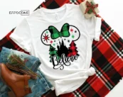 Believe Christmas Shirt with Trees, Christmas T-Shirt, Christmas TShirt, Christmas Lights Tshirt, Winter Time Shirt, Christmas Gift
