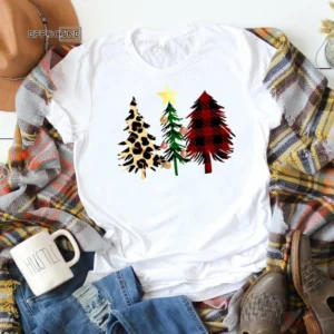 Christmas Tree Shirt, Leopard Christmas Tree Shirt, Christmas T-Shirt, Winter Tshirt, Winter Time Shirt, Cute Fall Shirts, Christmas Gift