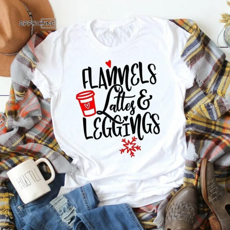 Flannels Lattes and Leggings, Christmas T-Shirt, Christmas TShirt, Winter Tshirt, Winter Time Shirt, Cute Fall Shirts, Christmas Gift