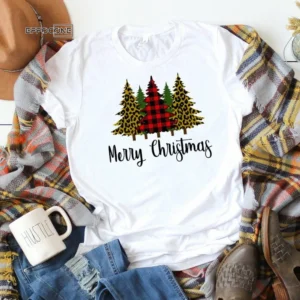 Merry Christmas Leopard Trees Shirt, Christmas T-Shirt, Christmas TShirt, Winter Tshirt, Winter Time Shirt, Cute Fall Shirts, Christmas Gift