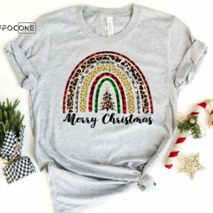 Merry Christmas Rainbow Shirt, Christmas Shirt, Christmas T-Shirt, Holiday Shirt, Christmas Gift Ideas, Christmas Gift