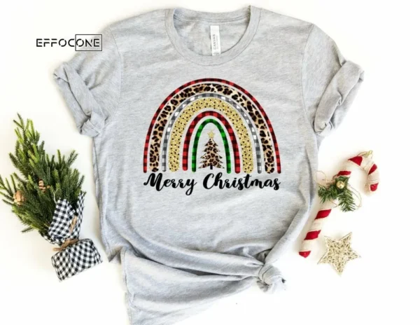 Merry Christmas Rainbow Shirt, Christmas Shirt, Christmas T-Shirt, Holiday Shirt, Christmas Gift Ideas, Christmas Gift