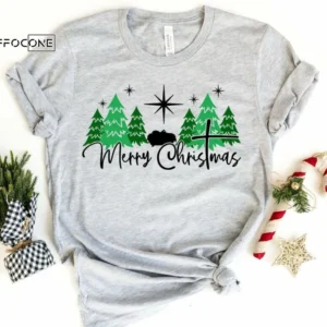 Merry Christmas Shirt With Trees , Christmas T-Shirt, Christmas TShirt, Christmas Lights Tshirt, Winter Time Shirt, Christmas Gift