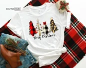 Merry Christmas Shirt with Trees, Christmas T-Shirt, Christmas TShirt, Christmas Lights Tshirt, Winter Time Shirt, Christmas Gift