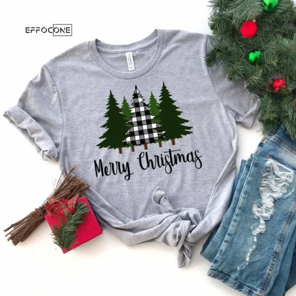 Merry Christmas Trees Shirt, Christmas T-Shirt, Christmas TShirt, Winter Tshirt, Winter Time Shirt, Cute Fall Shirts, Christmas Gift