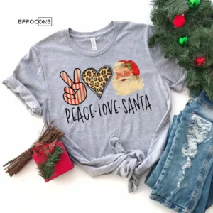 Peach Love Santa Shirt, Funny Christmas Shirt, Christmas Tshirt, Holiday Shirt, Christmas Gift, Seasonal Shirts, Santa Shirt