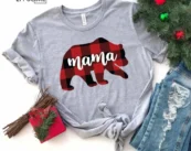 Plaid Mama Bear Shirt, Mom Christmas Shirt, Mama Christmas Tshirt, Mom Holiday Shirt, Seasonal Shirts, Mama Christmas Shirt