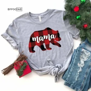 Plaid Mama Bear Shirt, Mom Christmas Shirt, Mama Christmas Tshirt, Mom Holiday Shirt, Seasonal Shirts, Mama Christmas Shirt