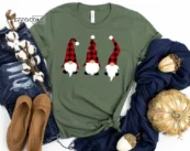 Red Plaid Christmas Gnomes Shirt, Gnome Christmas T-Shirt, Christmas TShirt, Christmas Lights Tshirt, Winter Time Shirt, Christmas Gift