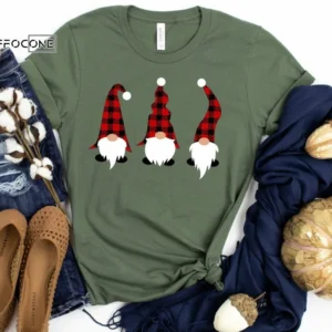 Red Plaid Christmas Gnomes Shirt, Gnome Christmas T-Shirt, Christmas TShirt, Christmas Lights Tshirt, Winter Time Shirt, Christmas Gift