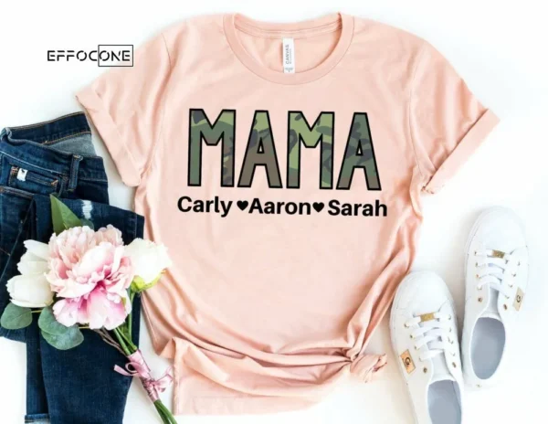 Custom Camo Mama Shirt with Kids Names Shirt Custom Mama