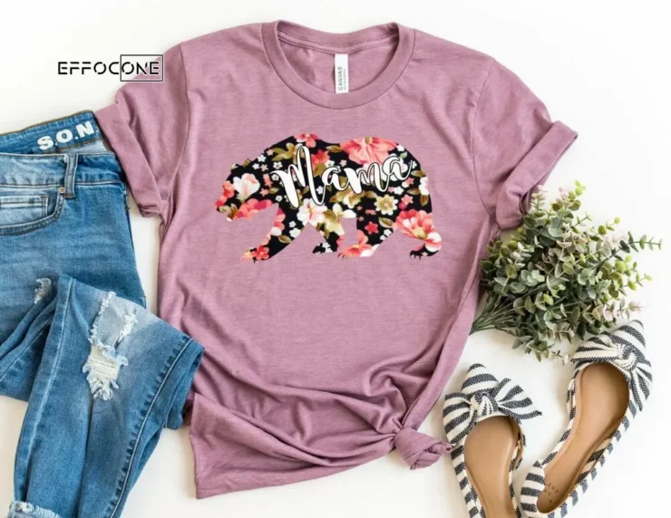 Floral Mama Bear Shirt Funny Mom Shirt Gift for Wife