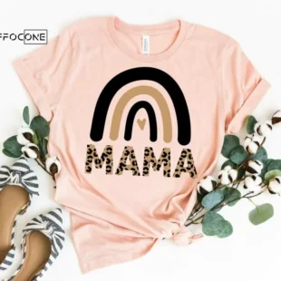 Mama Leopard Rainbow Shirt Rainbow Mom Shirt Gift for Wife