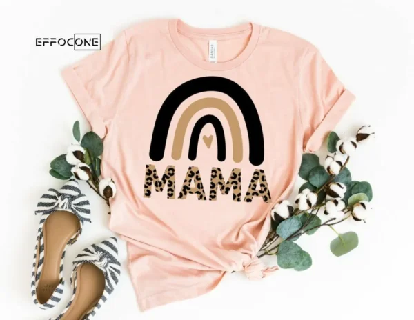 Mama Leopard Rainbow Shirt Rainbow Mom Shirt Gift for Wife