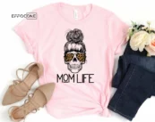 Mom Life Skeleton with Leopard Glasses Shirt Funny Mom Shirt