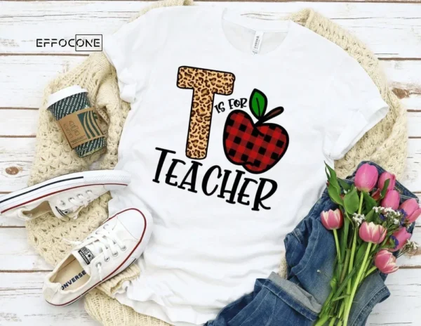 Color T is for Teacher, Leopard Teacher Tee, Teacher