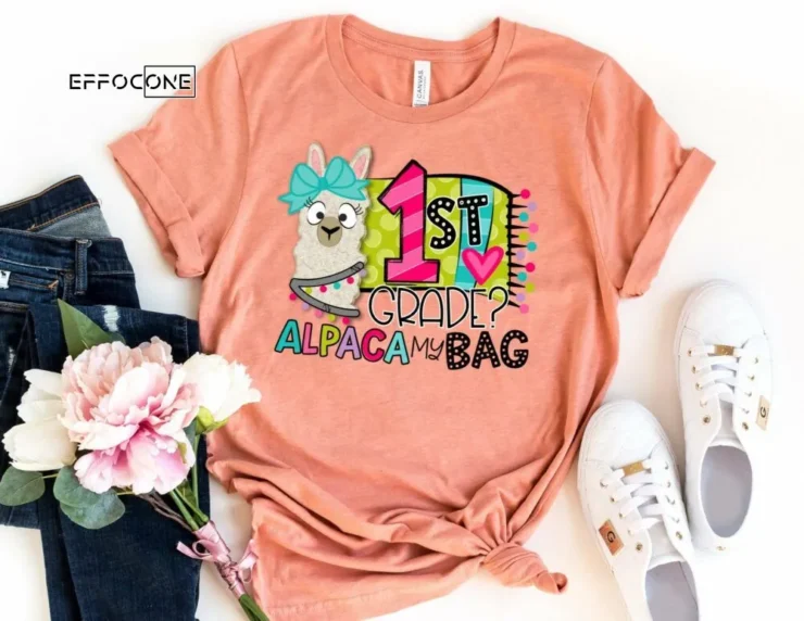 First Grade Alpaca My Bag Shirt, Floral Teacher Shirt