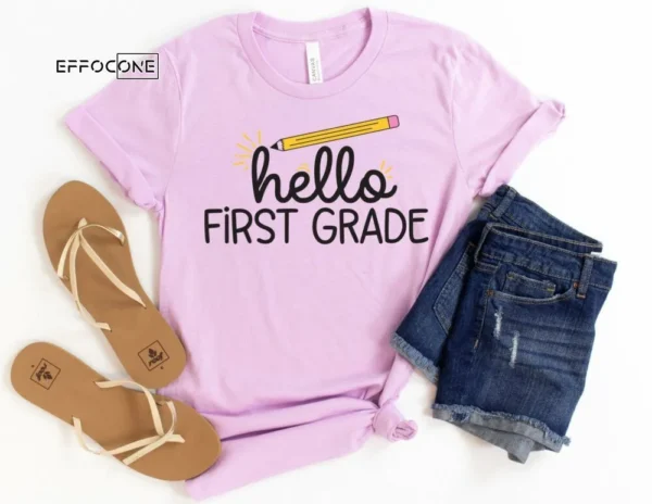 Hello First Grade, Floral Teacher Shirt, Kindergarten