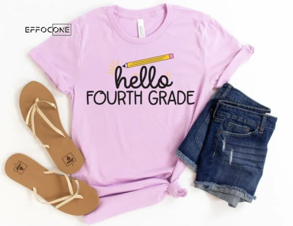 Hello Fourth Grade, Floral Teacher Shirt, Kindergarten