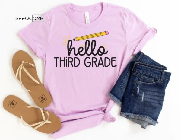 Hello Third Grade, Floral Teacher Shirt, Kindergarten