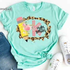 Kindergarten Leopard Shirt, Floral Teacher Shirt