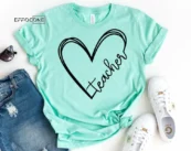 Teacher Heart Shirt, Kindergarten Teacher Tee, Teacher