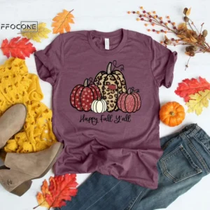 Happy Fall Y'All Thankful Grateful Blessed Shirt