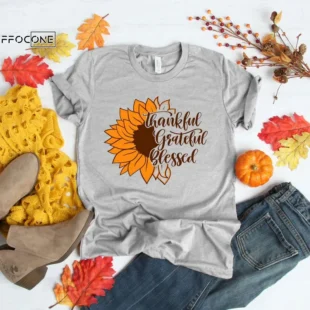 Sunflower Thankful Shirt Love Fall Leopard Print Fall Shirt