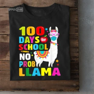 100 Days of School Shirt, No Probllama Lama Face-Mask gift