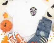 Non-Binary Halloween Shirt Sugar Skull , Trick or Treat t-shirt, Funny Halloween Shirt, Gay Halloween Shirt