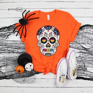 Pansexual Halloween Shirt Sugar Skull , Trick or Treat t-shirt, Funny Halloween Shirt, Gay Halloween Shirt