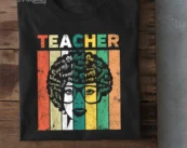 Black Woman Teacher Afro Retro Black History Month Present