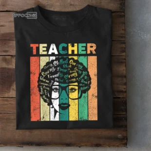 Black Woman Teacher Afro Retro Black History Month Present