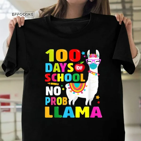 100 Days of School Shirt, No Probllama Lama Face-Mask gift