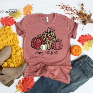 Happy Fall Y'All Thankful Grateful Blessed Shirt