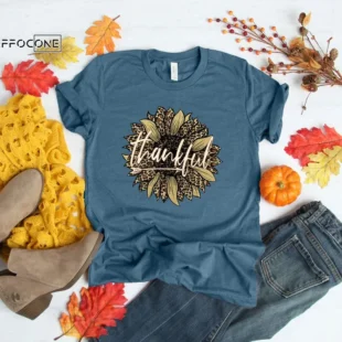 Sunflower Thankful Shirt Love Fall Leopard Print Fall Shirt