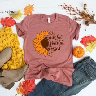 Sunflower Thankful Shirt Love Fall Leopard Print Fall Shirt