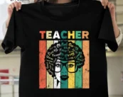 Black Woman Teacher Afro Retro Black History Month Present